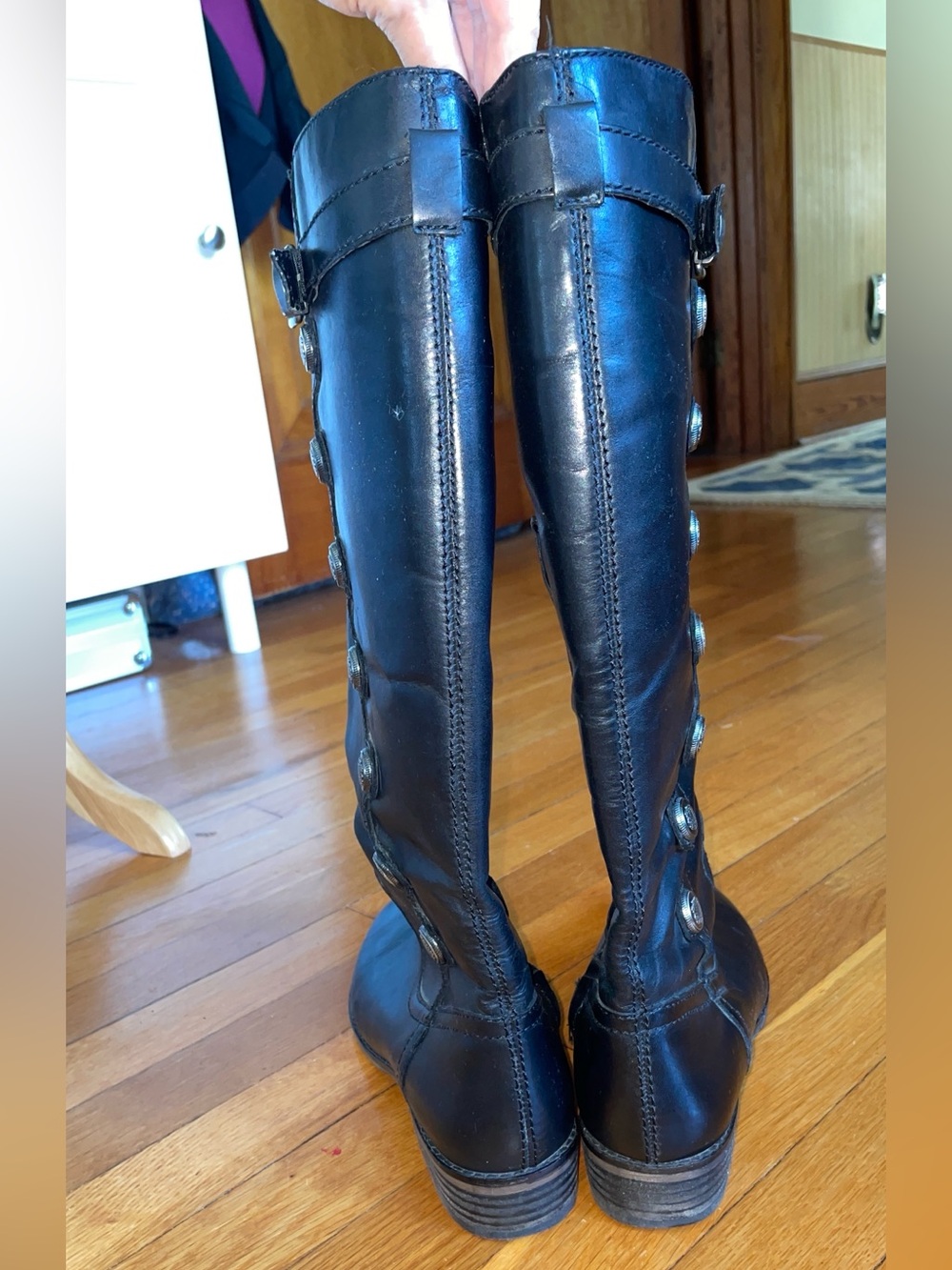 Arturo Chiang //
Goodyear black leather riding knee boots w/buttons side zip 8 - Picture 8 of 15